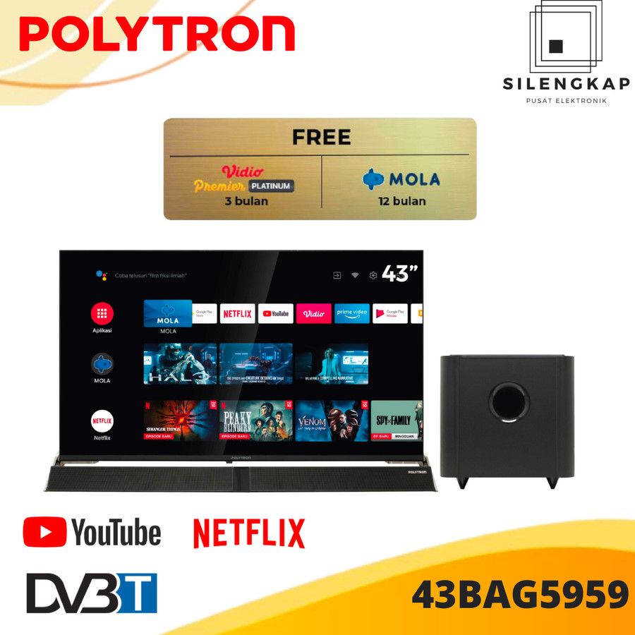 TV POLYTRON Smart Cinemax Soundbar TV 43 inch PLD 43BAG5959