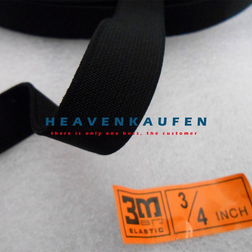 Lebar 2 cm karet meteran halus melar Elastis Elastic 3/4 inch merk 3M jahit baju celana hitam