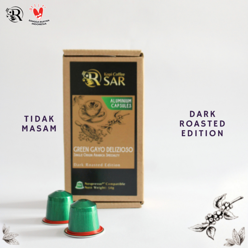 

Green GAYO - Single Origin Arabica Nespresso® Compatible Coffee Capsules Kopi Coffee SAR Kopi Kapsul untuk Mesin Nespresso®