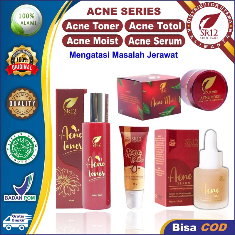 Skincare Wajah Berjerawat BPOM | Acne Series SR12 Skincare | Acne Moist | Acne Totol | Acne Serum | 