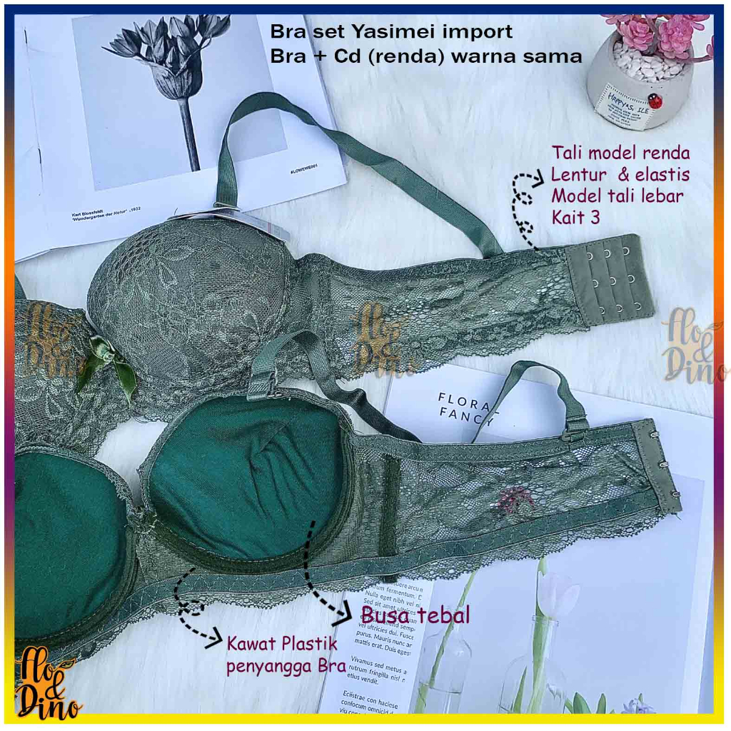 BRA Renda Set Yasimei kawat BH Set Push Up Busa Tebal + CD Sexy Lingerie 02