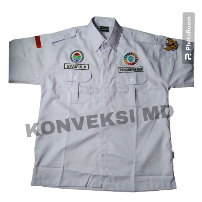 kemeja pdh pendamping desa full bordir/seragam pdh pendamping desa full bordir/kemeja pdh pendamping