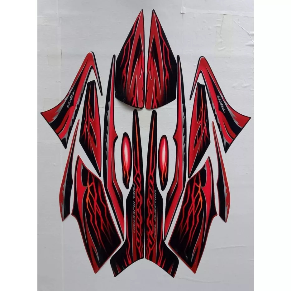 stiker striping yamaha vixion 2010 old hitam merah lis body standar original