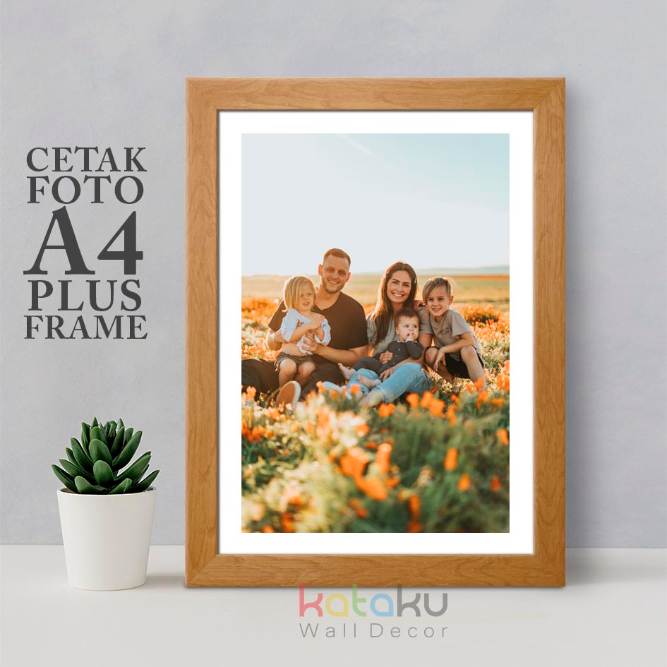 Paket Cetak Foto A4 + Bingkai A4 Frame 8RP Figura Pigura Poto 10R 21x30 cm