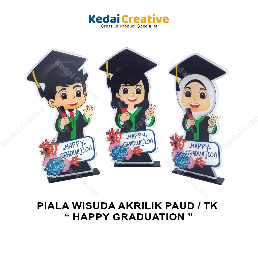 Piala Plakat Cinderamata Gift Wisuda Akrilik Anak TK Murah - HAPPY GRADUATION GROSIR