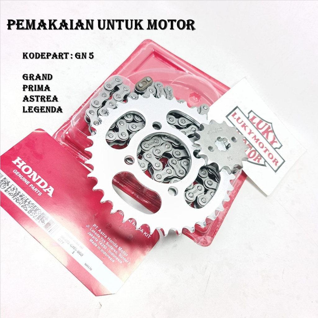 GEAR SET ASTREA GRAND, PRIMA,ASTREA GRAND,LEGENDA ( ISI PAKET GEAR DEPAN - GEAR BEALAKANG - RANTAI )