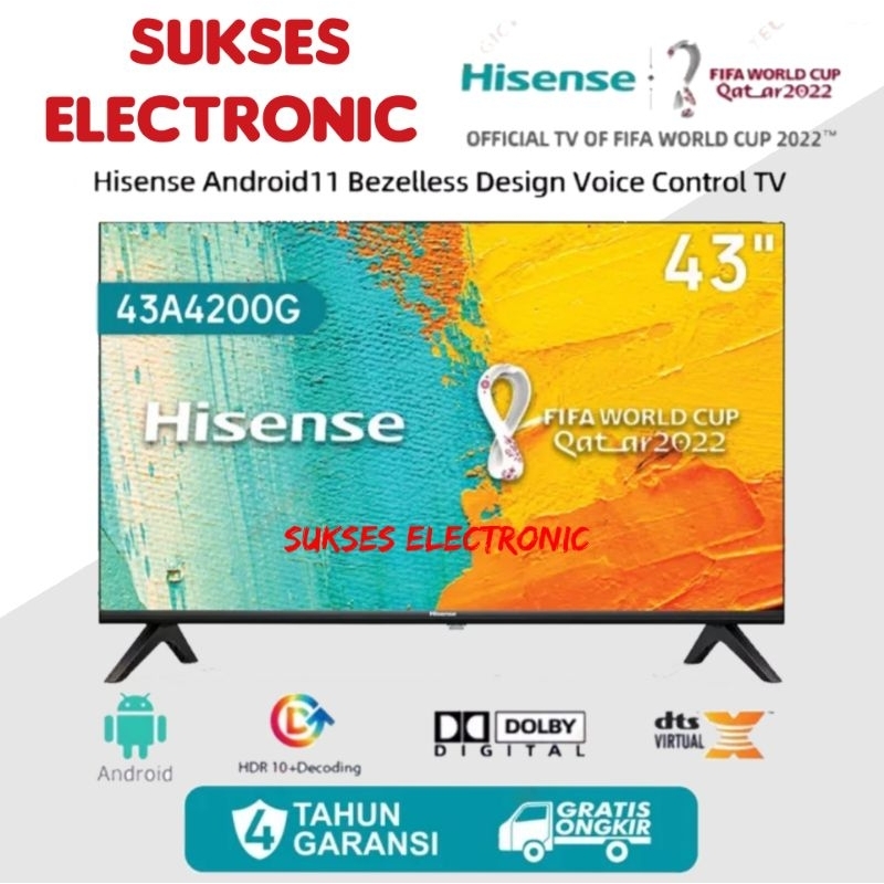 TV LED HISENSE 43 INCH / 43" 43A4200G SMART ANDROID TV FHD