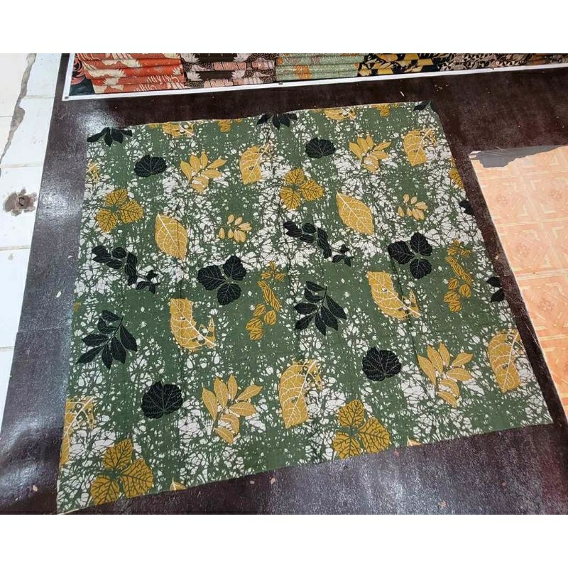 TERMURAH KAIN BATIK SOLO ECOPRINT DAUN HIJAU C229