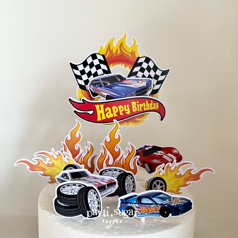 Custom Cake Topper 3D Hiasan Kue - Dekorasi Ulang Tahun - Karakter Hot Wheels Mobil