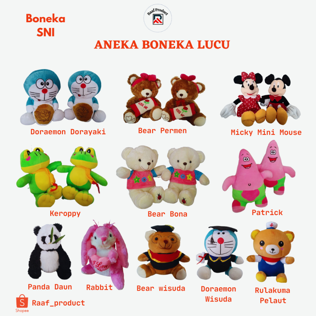 Boneka SNI/Raaf_product/Boneka SNI Murah/Boneka SNI Lucu/Boneka SNI Karakter/Boneka Minan