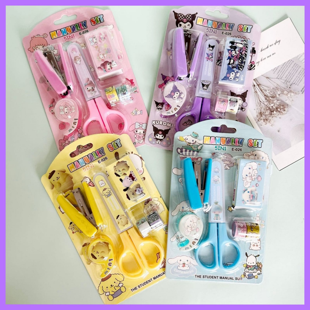 

LUCKY CAT - SET 5IN1 GUNTING SANRIO | STAPLES SET SANRIO | PERLENGKAPAN KANTOR | ALAT TULIS SEKOLAH | ALAT TULIS KANTOR | POMPOMPURIN | KUROMI | MELODY | CINAMORROL | PERLENGKAPAN SEKOLAH | GUNTING LUCU | SET GUNTING ANAK