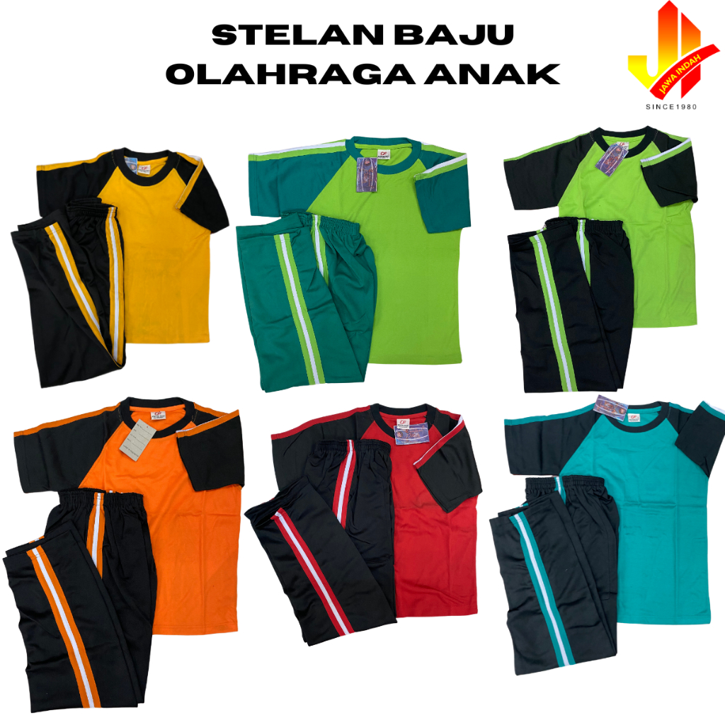OLAHRAGA SET TRAINING Baju Olahraga Set Training Anak TK SD Lengan Pendek - PE Double TRAINING ANAK 