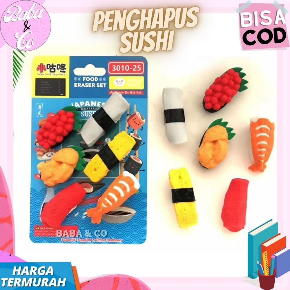 

PENGHAPUS PENSIL SUSHI 1 SET 6pcs PENGHAPUS LUCU UNIK MURAH SUSHI COD ERASER SUSHI HAPUSAN PENSIL MAKANAN SUSHI