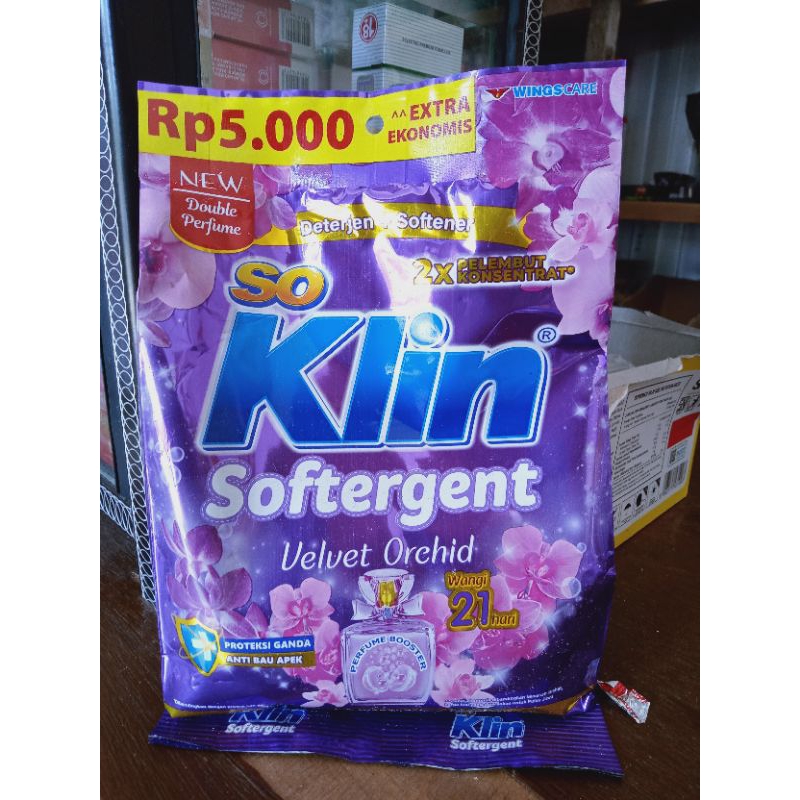 soklin softergent bubuk Rp 5000