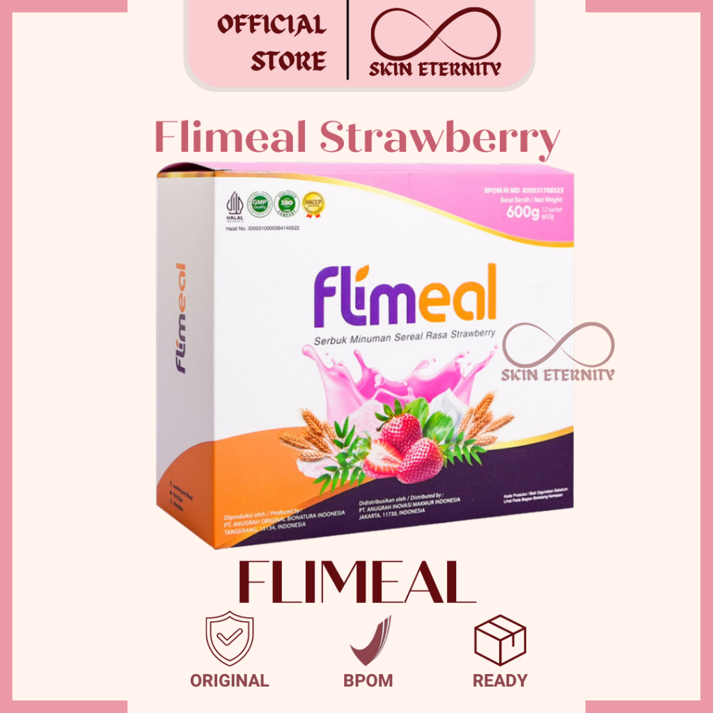 

Flimeal (Meal Replacement) - 1 Box (Isi 12 Sachet) - Strawberry flimty fiber DIET