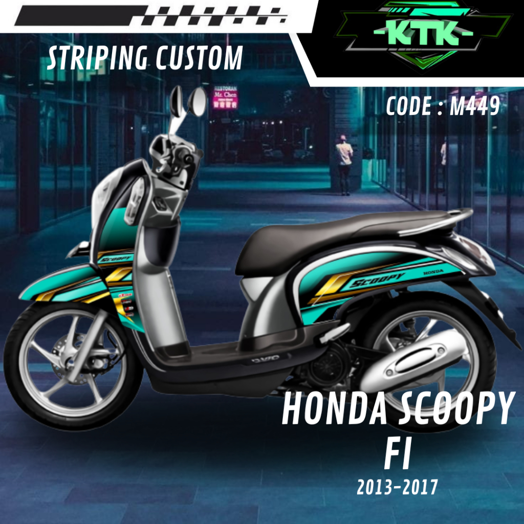 Lis Stiker Striping  Motor Honda Scoopy FI M449 List Sticker Aksesoris Variasi Modifikasi Semi Full 