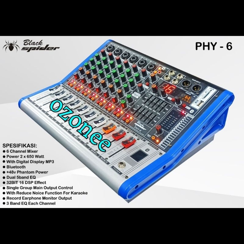 POWER MIXER BLACK SPIDER PHY 6 PHY6 6 CHANNEL 650W X2 ORIGINAL