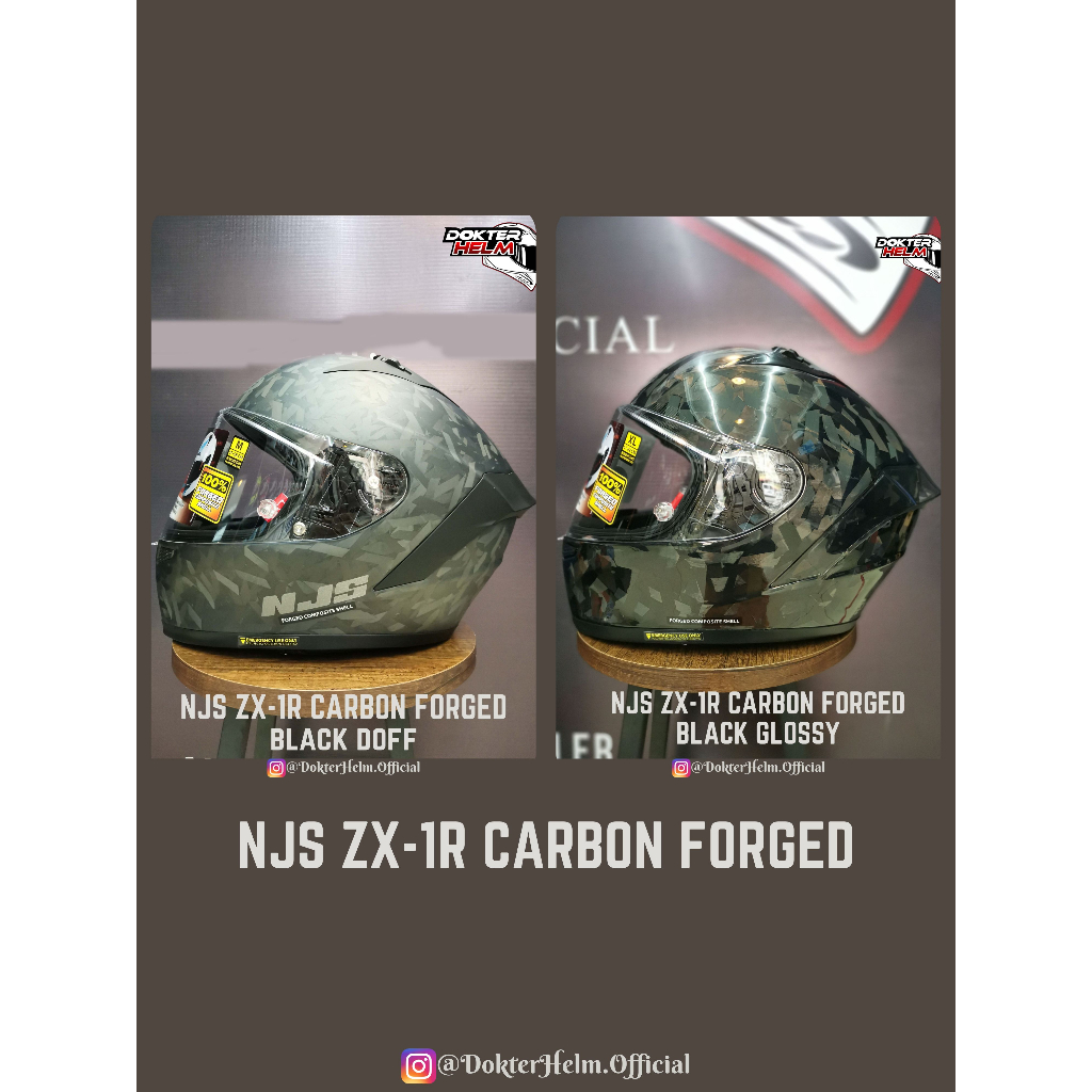 HELM NJS FULLFACE FULL FACE ZX-1R ZX1R CARBON FORGED GLOSSY ORIGINAL NJS ZX-1R SNI