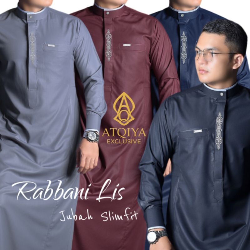 Gamis ATQIYA RABBANI LIS / Jubah Pria Dewasa Manset / Gamis Trendy Dan Kekinian