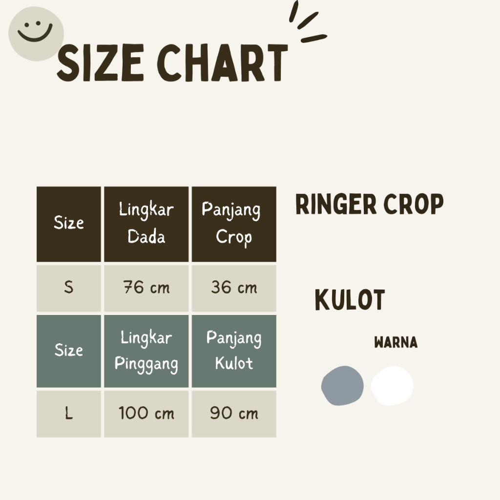 JBF Setelan Remaja Crop Ringer Tee Dan Celana Kulot Somling