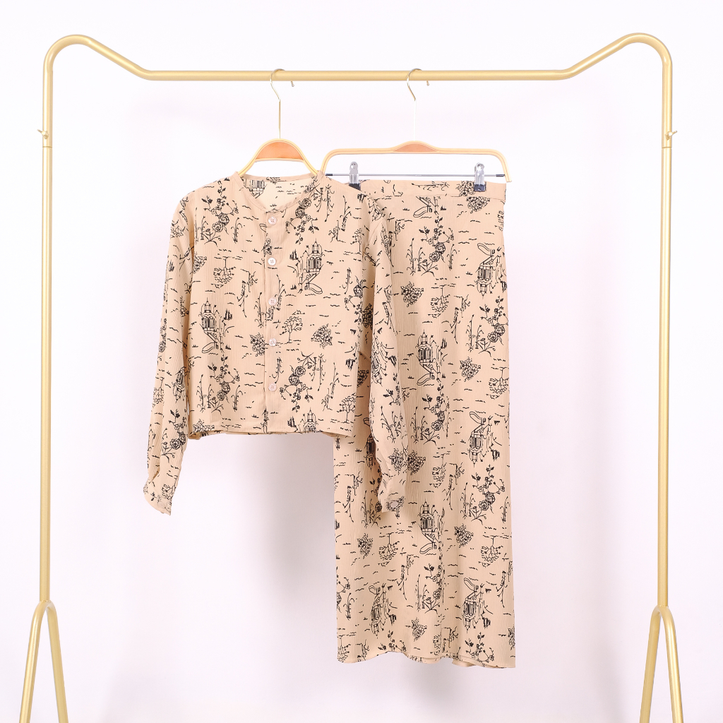 Crop One Set Crinkle - Setelan Wanita