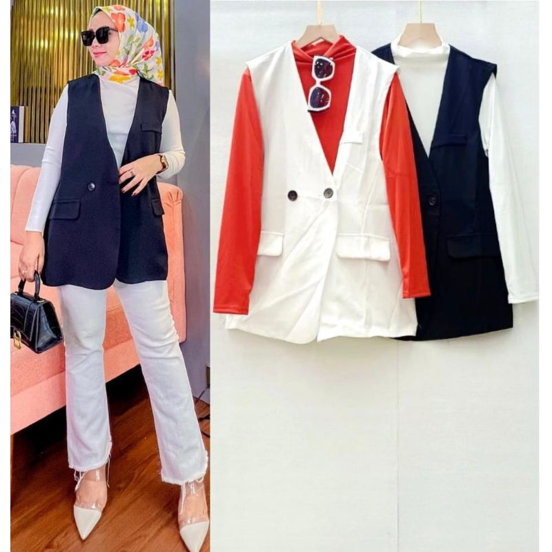 blus set kaos+katun import fashion wanita modern