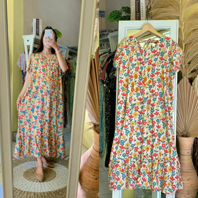 dress | daster kekinian | daster selutut | daster bunga bunga | dress cantik