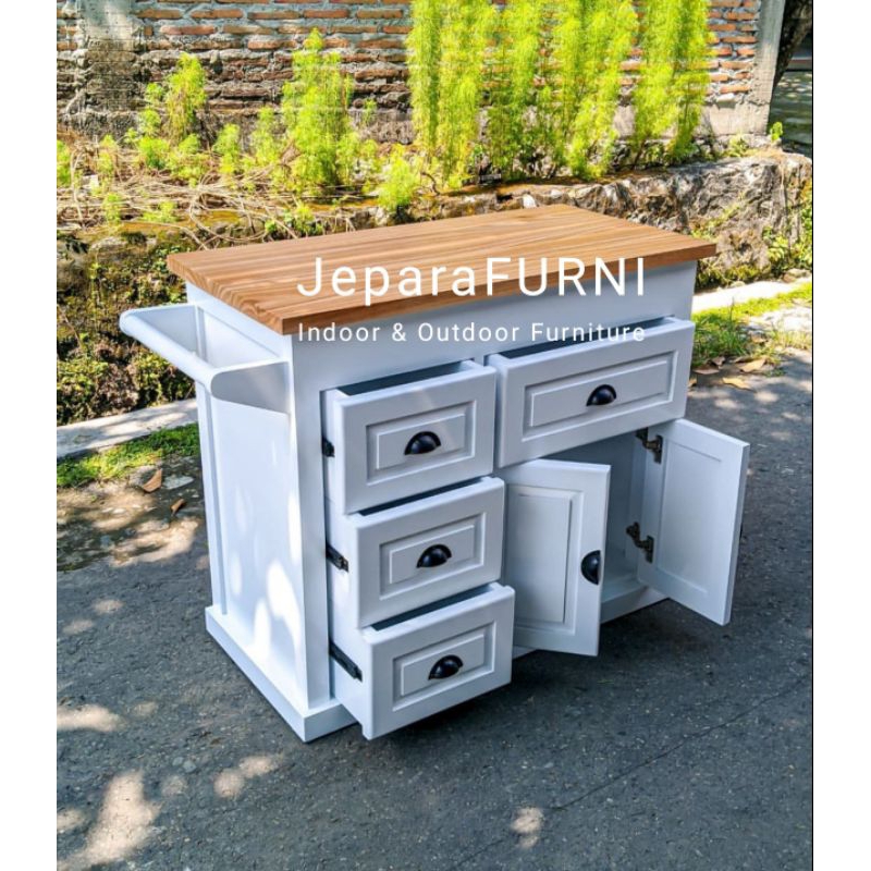 Meja dapur kayu jati jepara kitchen island bufet dapur