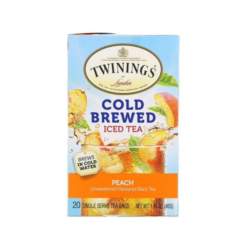 

Twinings Cold Brewed Iced Tea Unsweetened Flavoured Black Tea Peach 20 Tea Bags 1.41 oz 40 gr