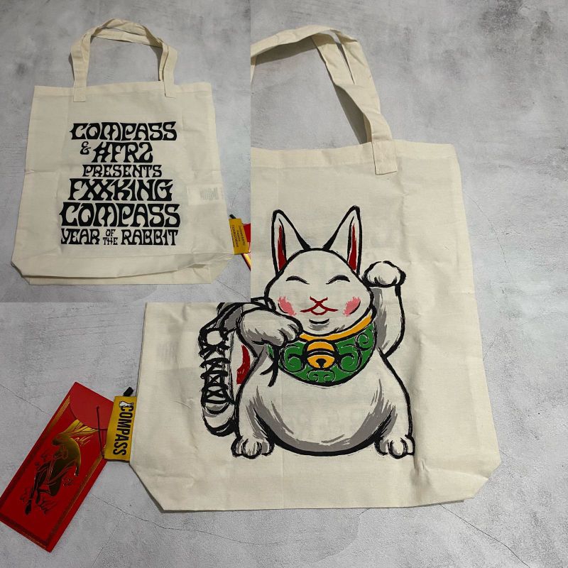 SALE Totebag Compass x FxxkingRabbits "Lucky Rabbits #1"