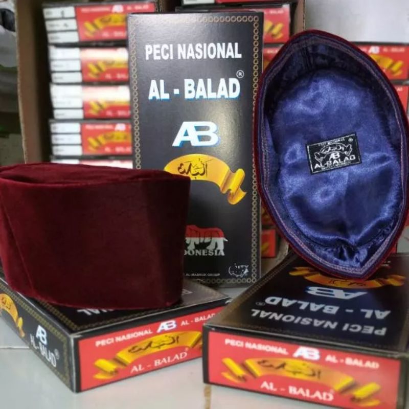 Kopeah peci AL BALAD MERAH TINGGI 10 - 11cm