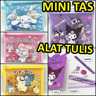 

SET ALAT TULIS SEKOLAH POUCH SANRIO PERALATAN TULIS ANAK ALAT TULIS KANTOR CINNAMOROL KUROMI MELODY POMPOMPURIN vincess