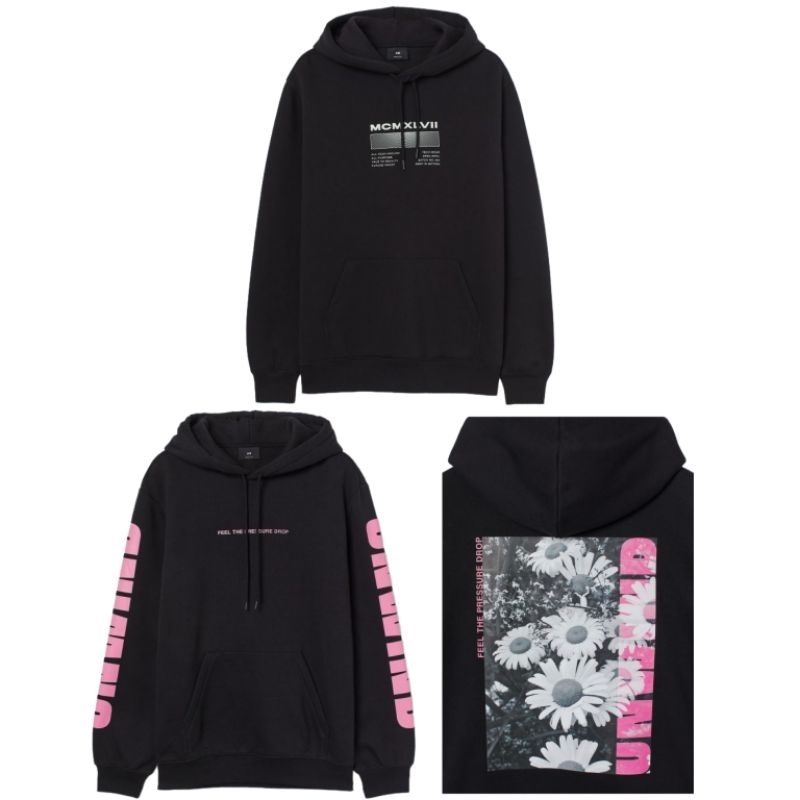 Hoodie h&m Katun Pria Wanita hnm mcmxlvii / unwind black back printed