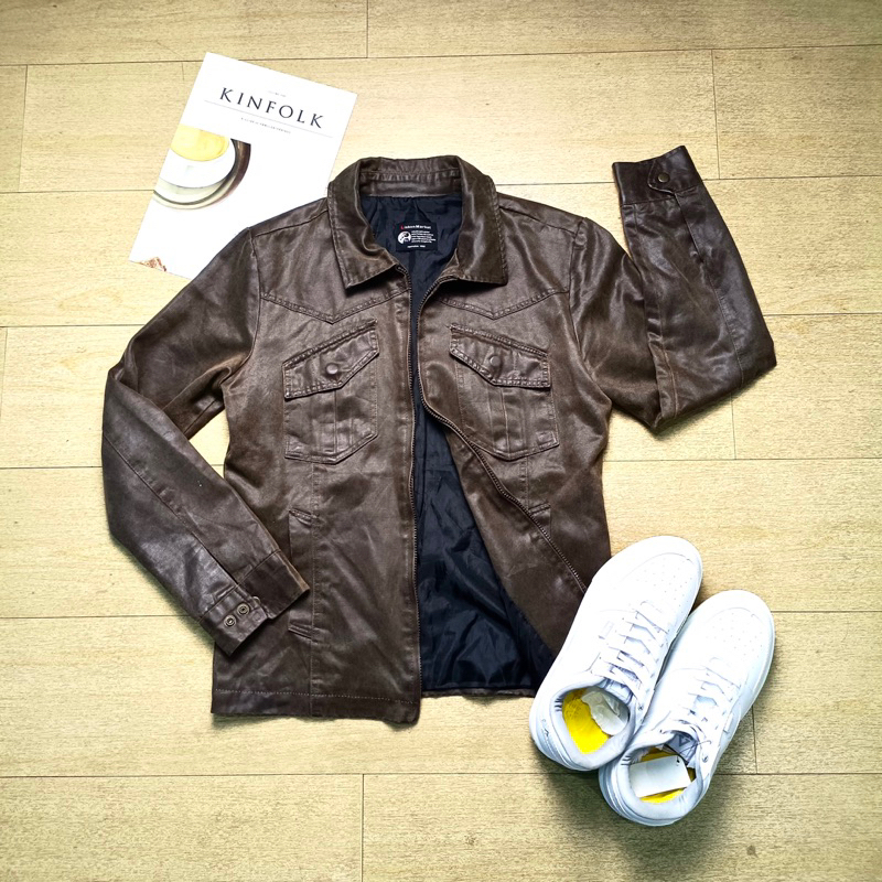 [HOT] LISBON MARKET Leather Look Trucker Jacket