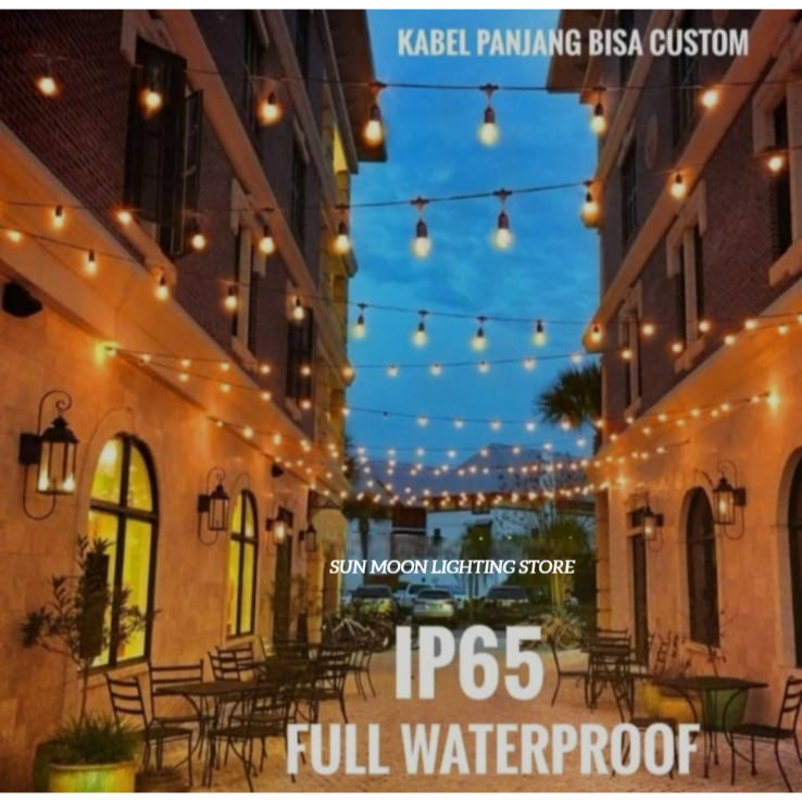 kabel lampu gantung waterproof 1custom 15m 15fiting 11m-19m outdoor