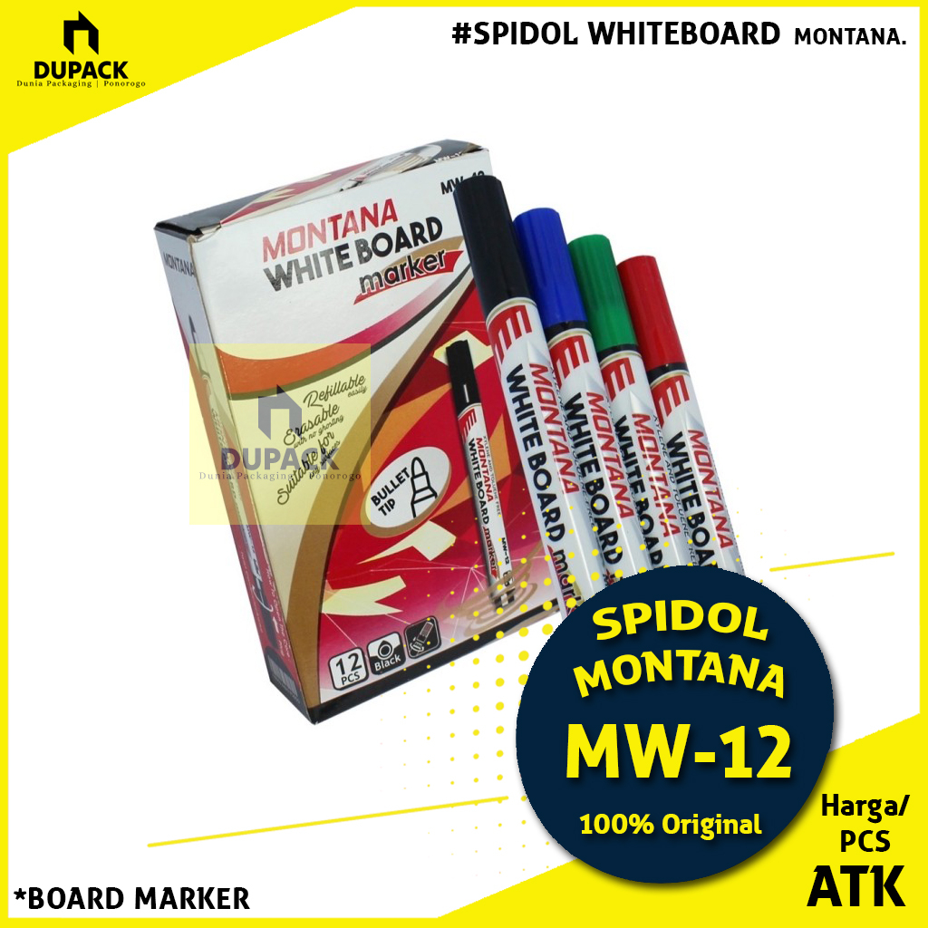 

Spidol Whiteboard Board Marker Montana MW-12 Hitam Non PERMANENT