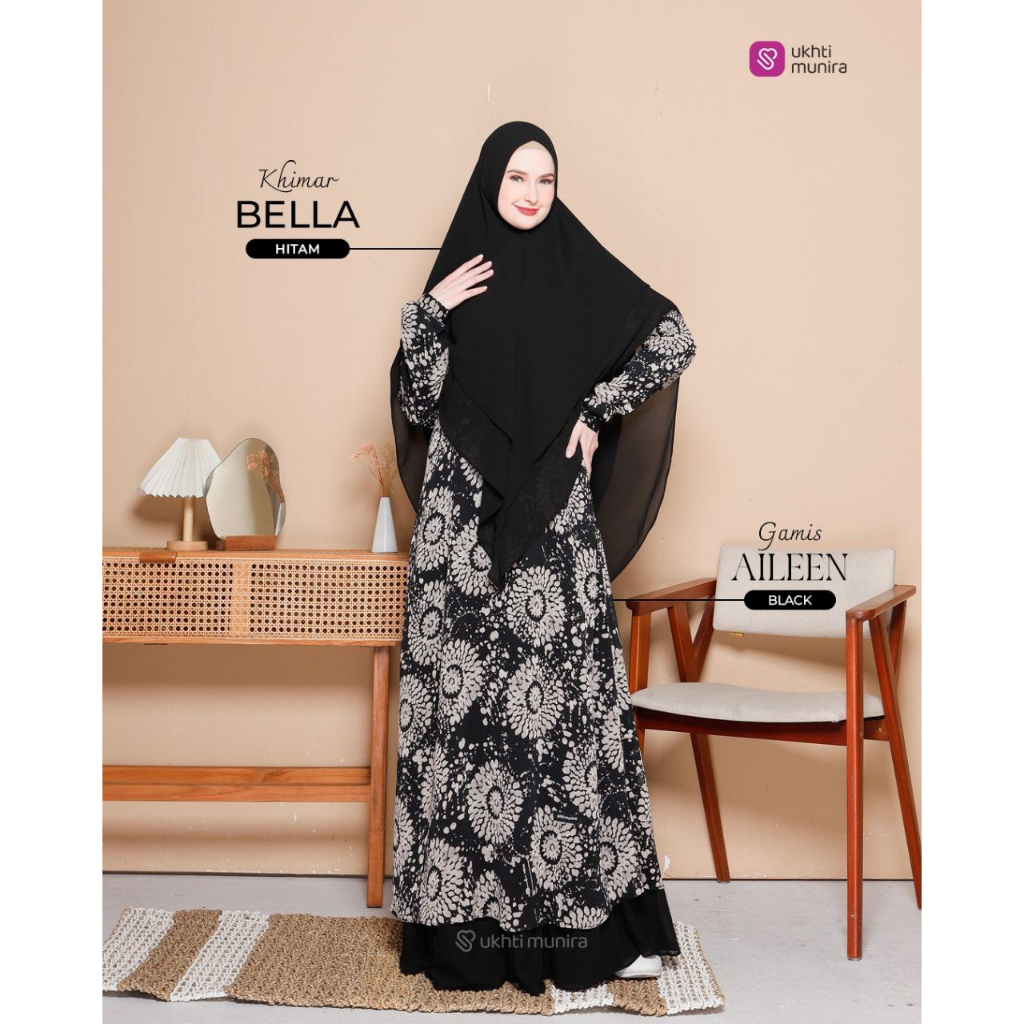 Aileen Ukhti Munira Gamis Dewasa Syar'i Terbaru Bahan Sifon Lapis Furing Erro Adem Nyaman Busui Resl