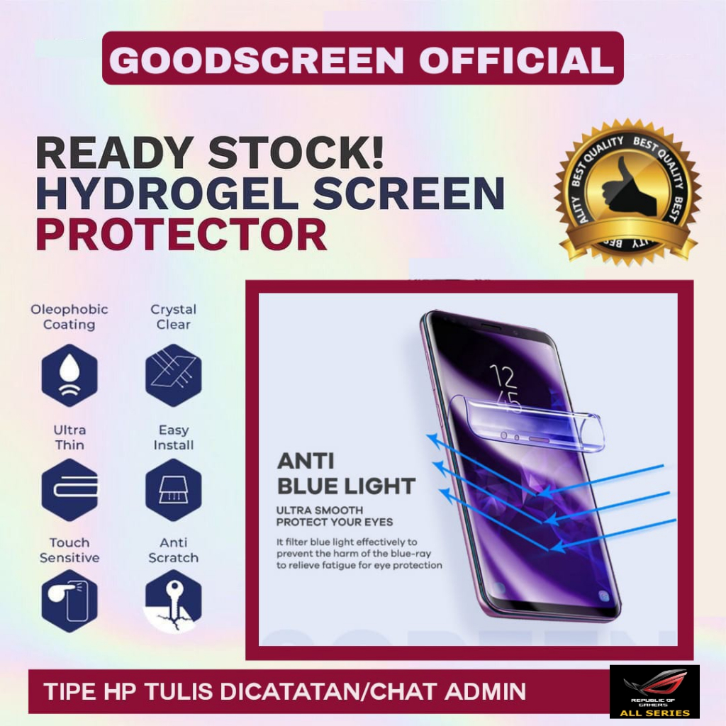 Anti Gores Hydrogel BLUE ROG ALL SERIES ROG 5 ULTIMATE|ROG PHONE 6D|ROG 6D ULTIMATE|ROG PHONE 6|ROG 