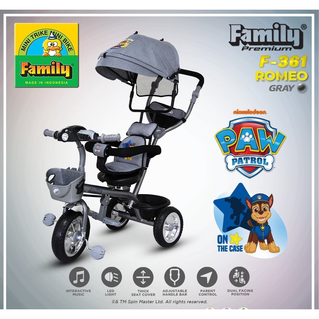 Sepeda Tricycle Anak Roda 3 Family F 361 Romeo Musik Lampu Kursi Bisa Diputar