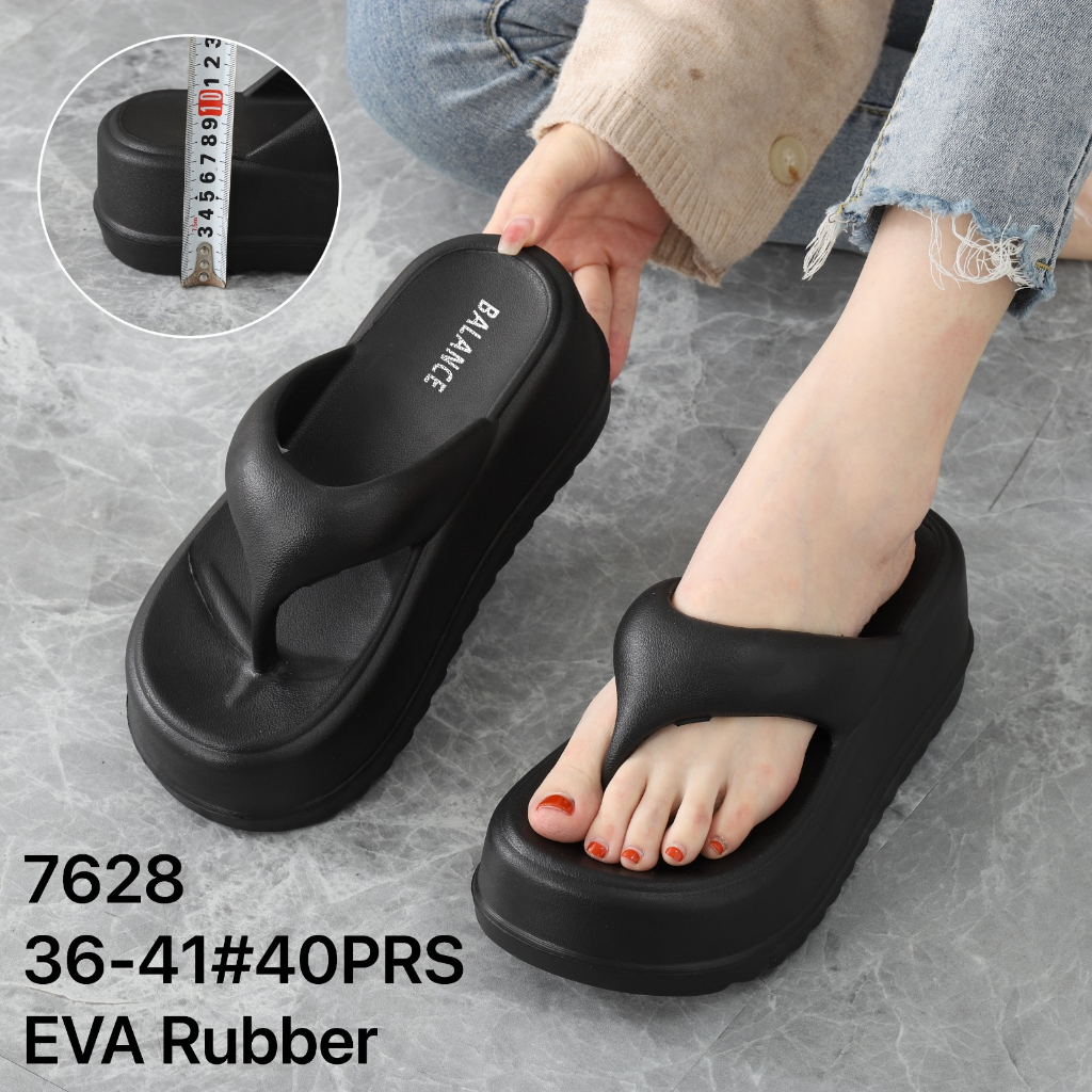Sandal Jepit Wanita EVA Rubber Sendal Jepit Wanita Karet Polos Tebal Sandal Wedges Wanita Kekinian