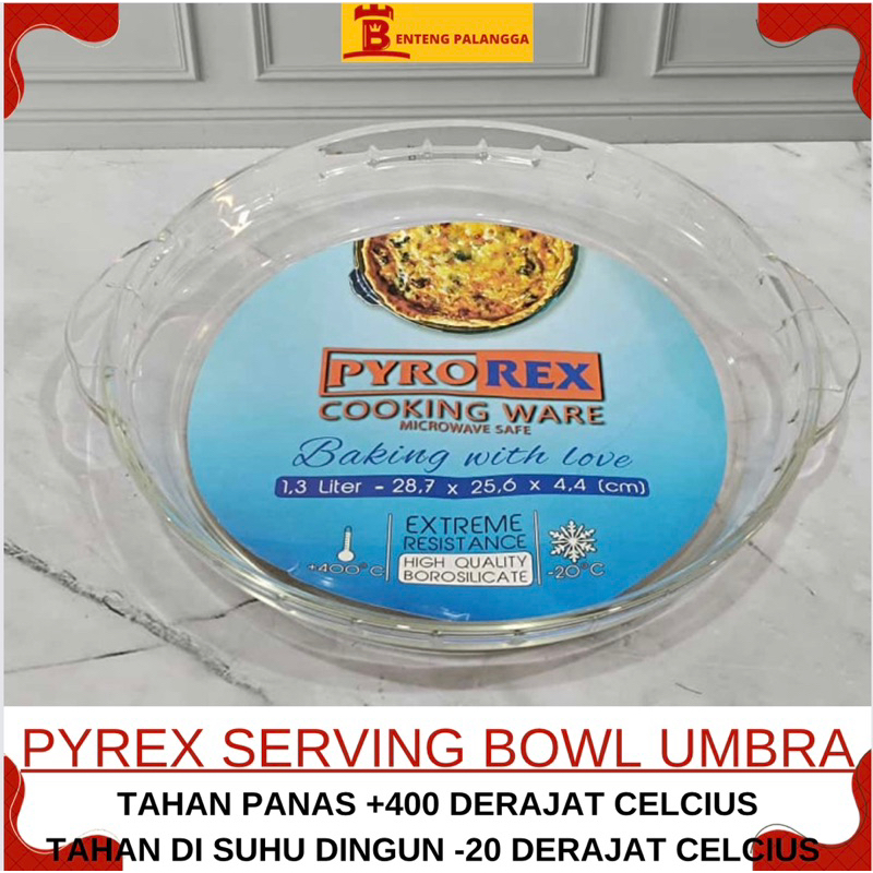 piring baking pyrorex serving bowl kaca premium tahan panas sampai 400derajat celcius