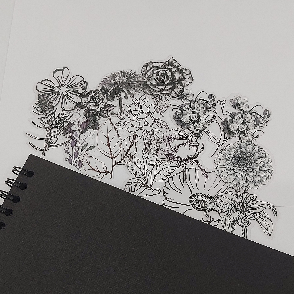 

10 Pcs Stiker Hitam PET Transparan Untuk Jurnal Journaling Bujo Scrapbook