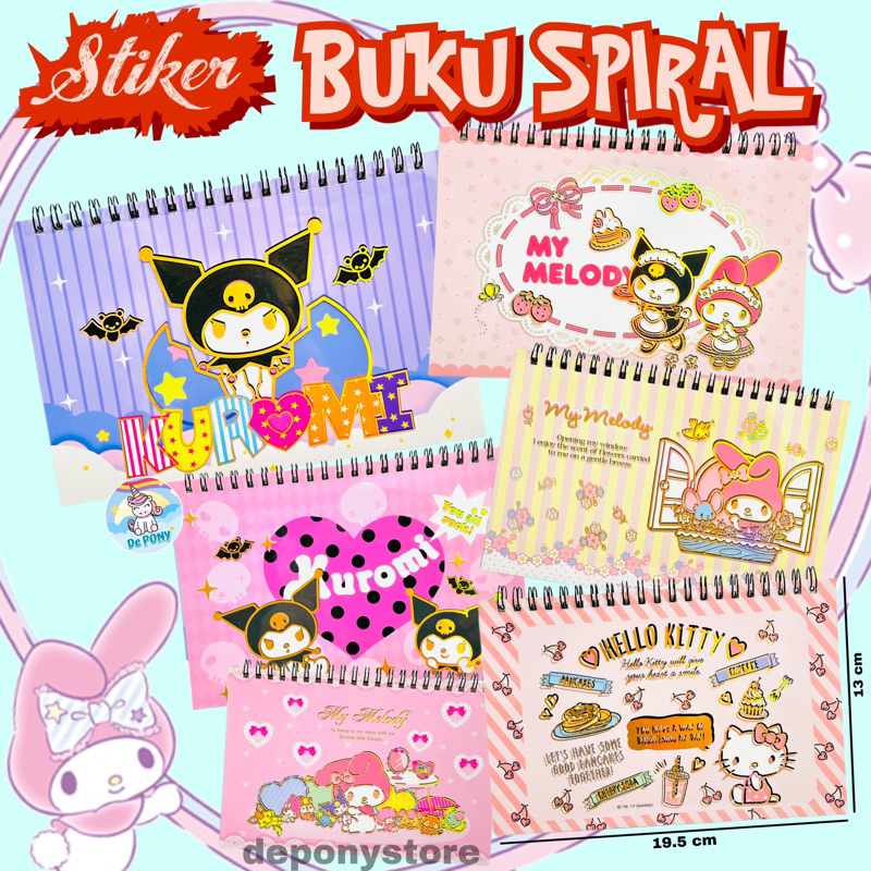 

Stiker Buku Spiral Medium Size Melody Kuromi Premium Quality