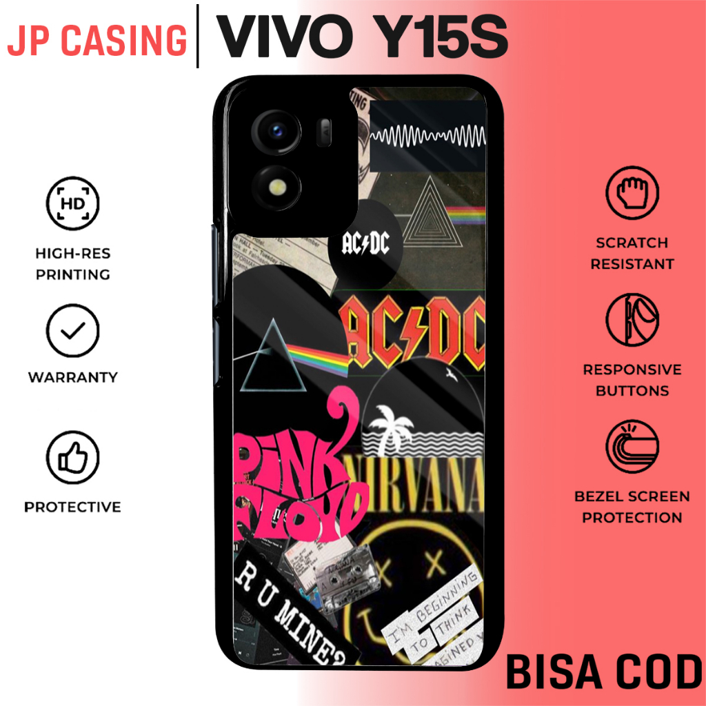 case vivo y15s y01 aesthetic band kolase art lucu cute terbaru estetik cewek cowok bahan premium sof