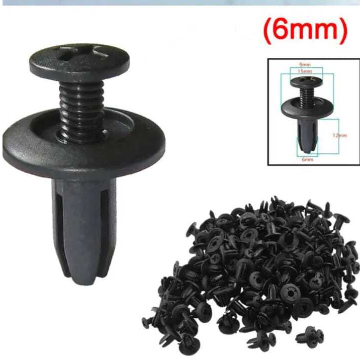 10pc baut rivet mobil klip Kancing plastik Kecil lubang 6 mm