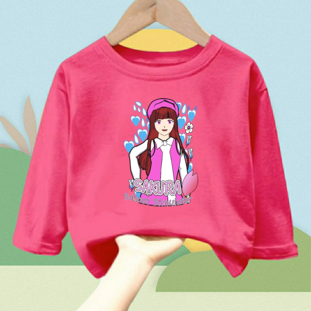 Kaos atasan anak usia 1-12 tahun Sakura School Simulator lengan panjang