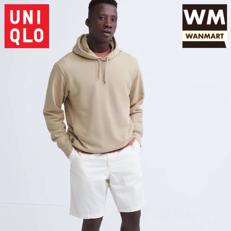 UNIQLO Men Sweat Pullover Hoodie Sweater Pria Lengan Panjang Beige