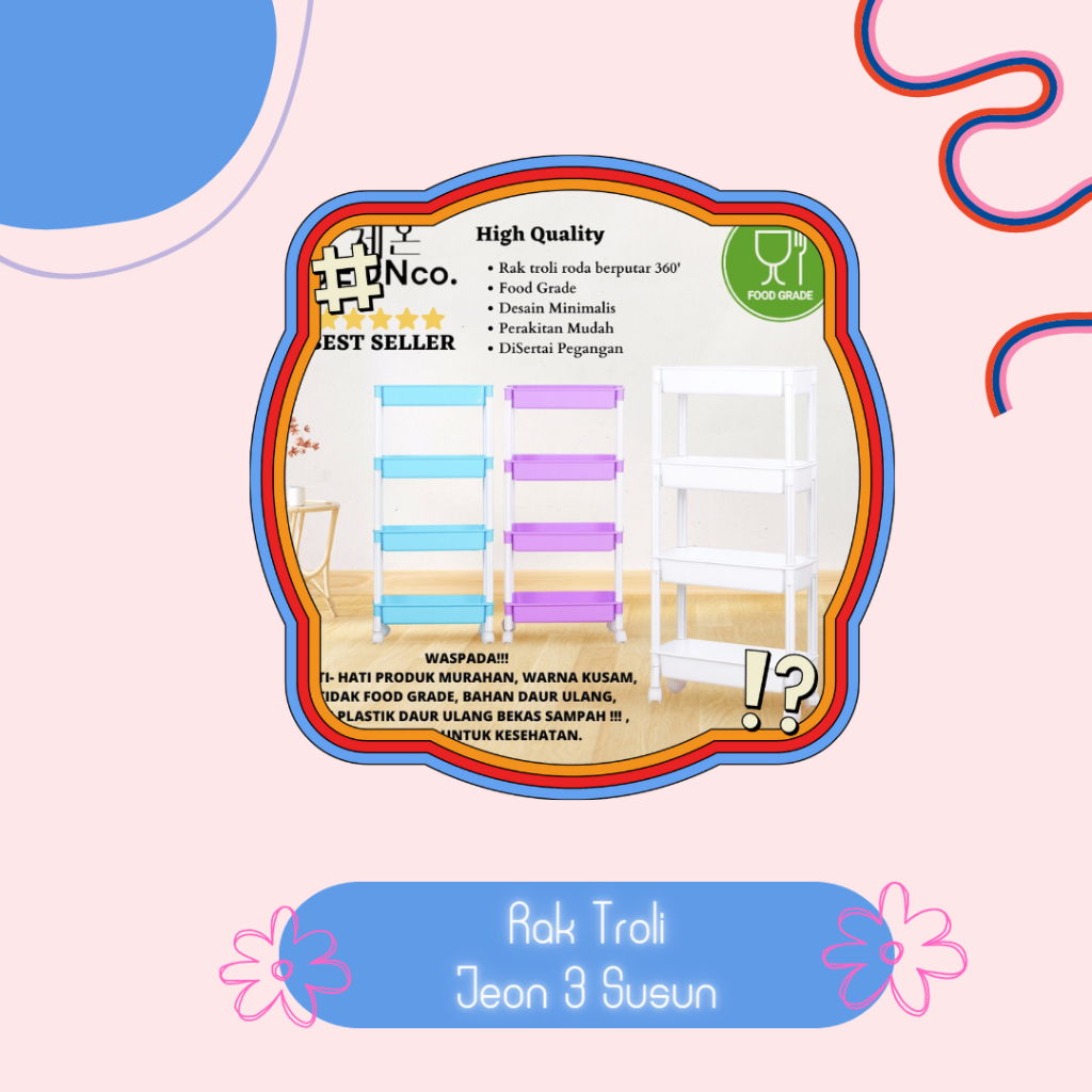 Rak Troli 3 Susun JEON / Rak Troli 3 Susun