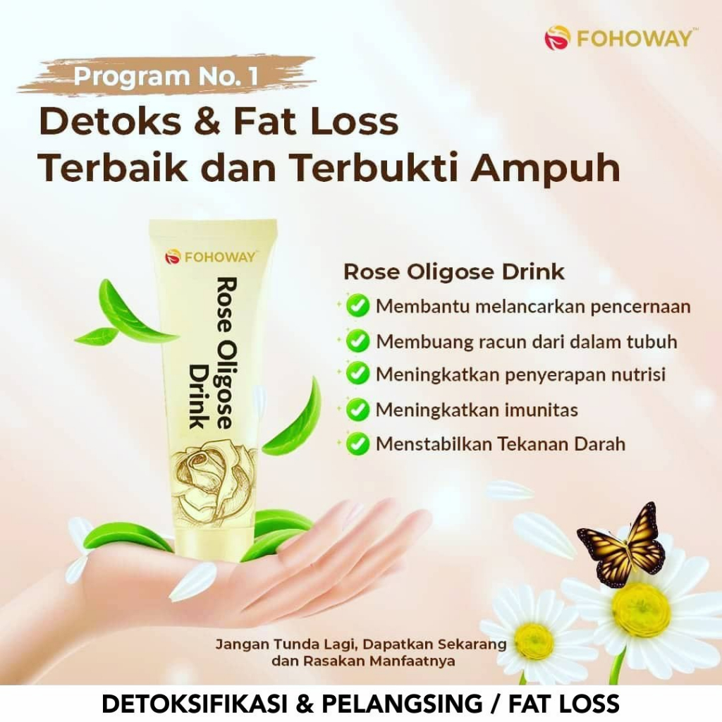 ROSE OLIGOSE DRINK V Fohoway : Detox - Fatloss - Pelangsing - Detoksifikasi - Pencernaan - Prebiotik