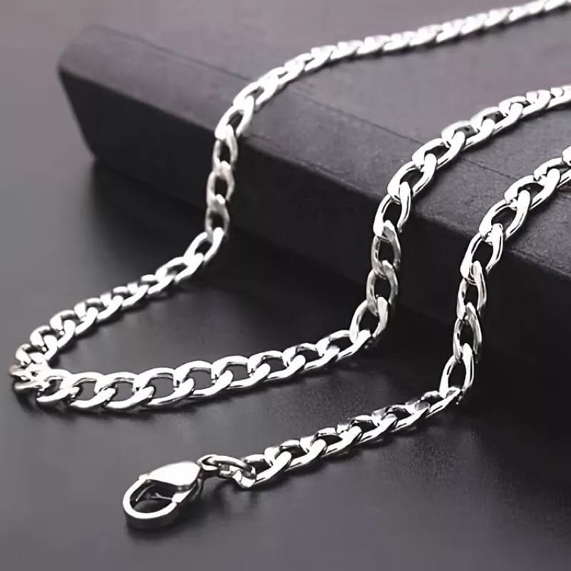 KALUNG PRIA TITANIUM RANTAI BAJA STAINLESS STEEL SILVER MODEL PUNK/KALUNG PRIA MACHO